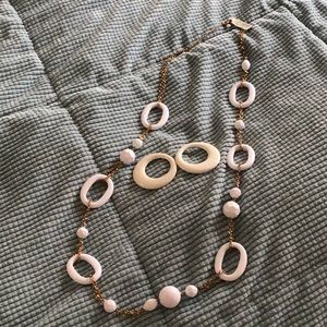 NWT Cache long white bead necklace w/ earrings